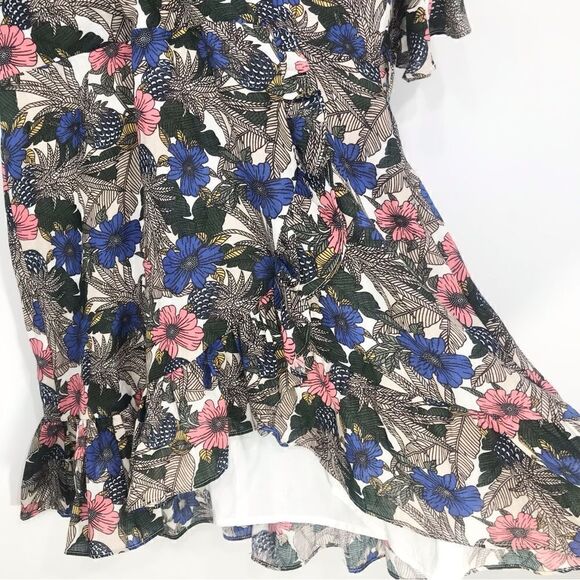 Anthropologie Lost + Wander Floral Ruffle Edge Wrap Style Mini Dress NEW no belt - Picture 5 of 16